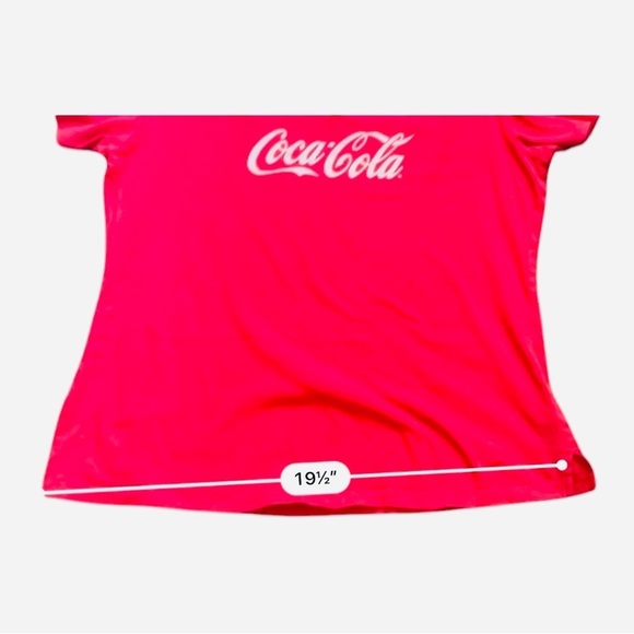 Kavio! casual Coca Cola top T-shirt graphics design Women's Large Red V-Neck - Picture 5 of 14